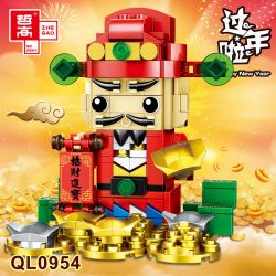 ZHEGAO QL0954 0954 non  THẦN TÀI bộ đồ chơi xếp lắp ráp ghép mô hình Brickheadz HEPPY NEW YEAR Nhân Vật Đầu To 220 khối
