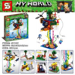 SHENG YUAN SY SY1427 1427 non  THẾ GIỚI BA CHIỀU bộ đồ chơi xếp lắp ráp ghép mô hình Minecraft MY WORLD Game Xây Dựng 558 khối