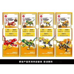 818 98009 non  4 SỰ KẾT HỢP CỦA CHIẾN BINH KHỦNG LONG BẰNG THÉP TỔNG bộ đồ chơi xếp lắp ráp ghép mô hình Mechanical Dinosaur Người Máy Khủng Long 730 khối