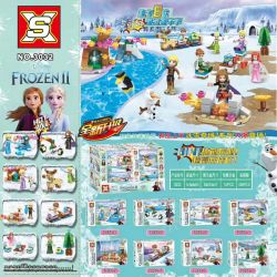 SX 3032 non  8 NHÂN VẬT NHỎ bộ đồ chơi xếp lắp ráp ghép mô hình Frozen Nữ Hoàng Băng Giá