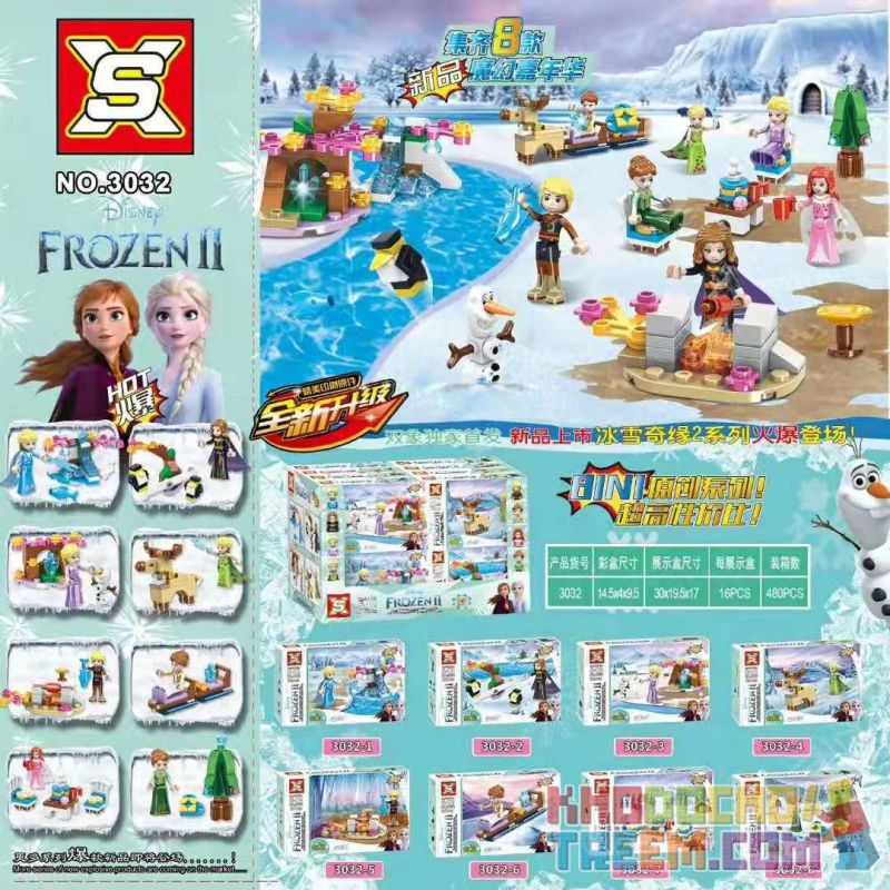 SX 3032 non  8 NHÂN VẬT NHỎ bộ đồ chơi xếp lắp ráp ghép mô hình Frozen Nữ Hoàng Băng Giá