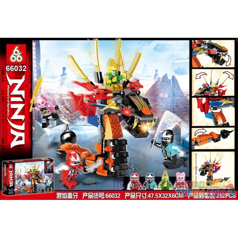 666 66032 non  NGỌN LỬA RĂNG ĐỘC bộ đồ chơi xếp lắp ráp ghép mô hình The  Ninjago Movie Ninja Lốc Xoáy 282 khối