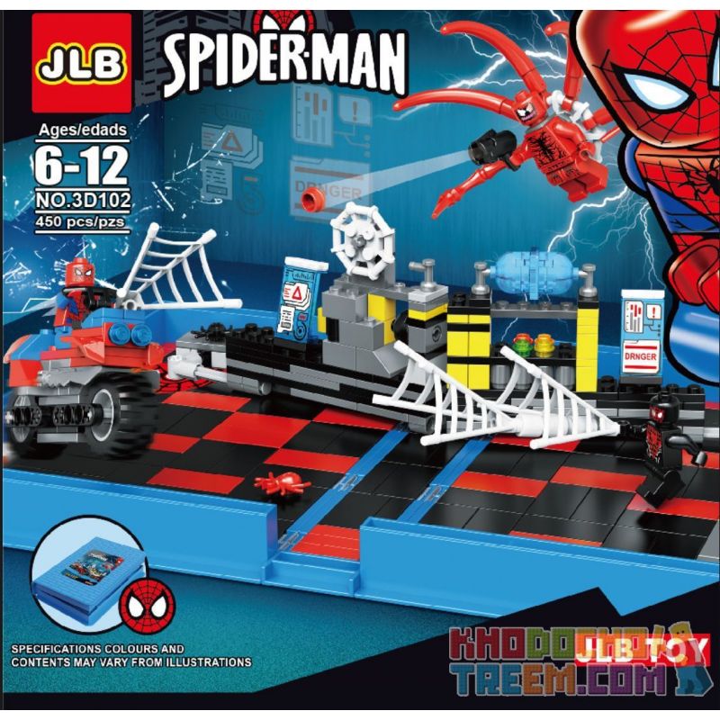 JLB 3D102 non  SÁCH BẬT LÊN VỀ NGƯỜI NHỆN bộ đồ chơi xếp lắp ráp ghép mô hình Super Heroes SPIDER-MAN Siêu Nhân Anh Hùng 450 khối