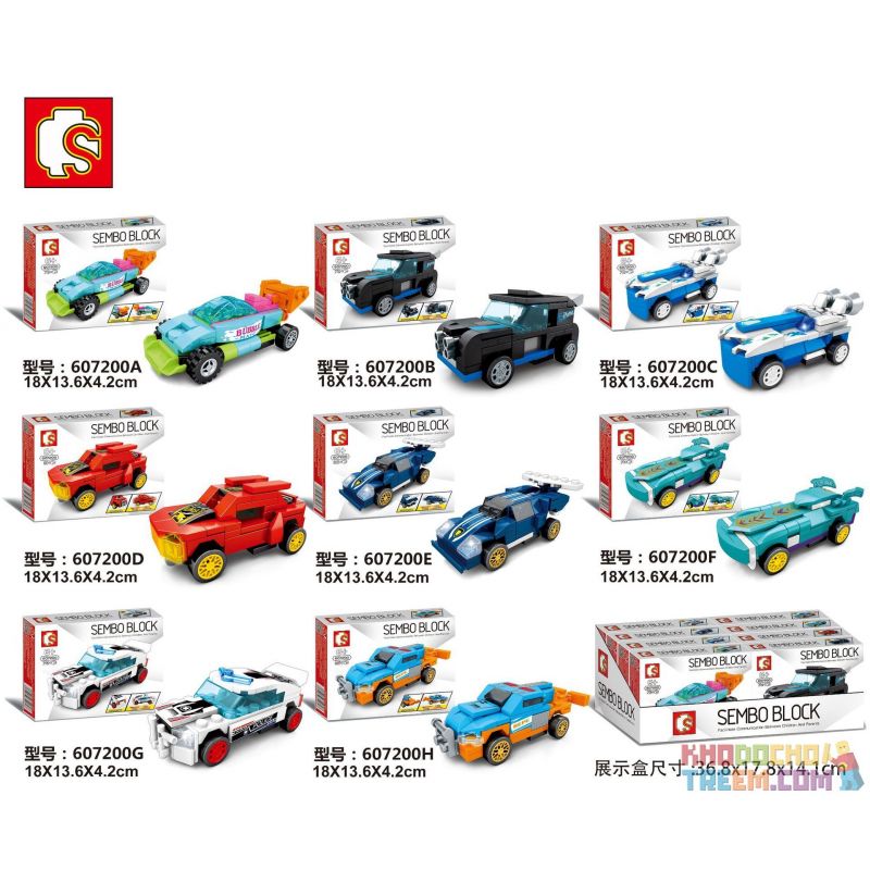SEMBO 607200 non  HOT WHEELS RACING 8 MÔ HÌNH bộ đồ chơi xếp lắp ráp ghép mô hình Speed Champions Racing Cars Đua Xe Công Thức 613 khối