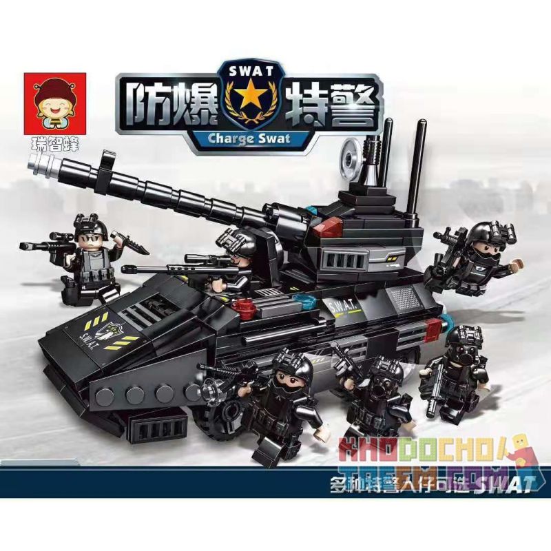 RUIZHI BEE 11012 non  XE BỌC THÉP CHỐNG NỔ CỦA CẢNH SÁT ĐẶC NHIỆM bộ đồ chơi xếp lắp ráp ghép mô hình Swat Special Force 467 khối