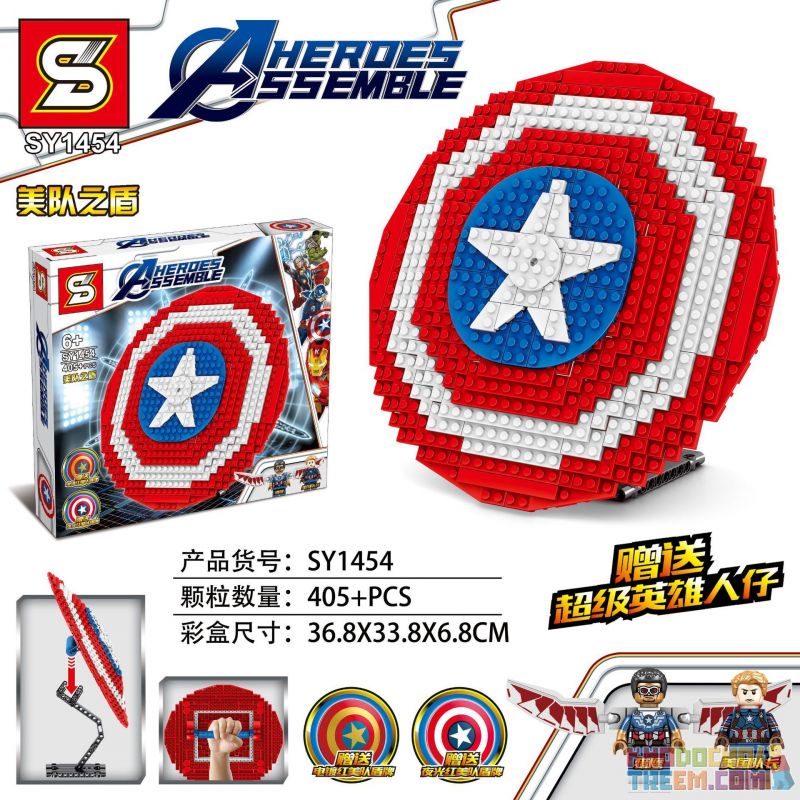 SHENG YUAN SY SY1454 1454 non  ĐỘI SHIELD. bộ đồ chơi xếp lắp ráp ghép mô hình Marvel Super Heroes HEROES ASSEMBLE Siêu Anh Hùng Marvel 405 khối