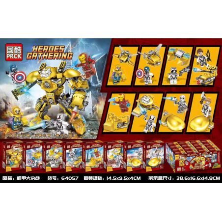 PRCK 64057 non  MECH CHIẾN 8 KẾT HỢP bộ đồ chơi xếp lắp ráp ghép mô hình Marvel Super Heroes HEROES GATHERING Siêu Anh Hùng Marvel