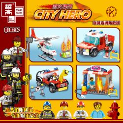 ZHEGAO QL0217 0217 non  CỨU HỎA QUÁN CÀ PHÊ 4 KIỂU bộ đồ chơi xếp lắp ráp ghép mô hình City Hero Anh Hùng Trong Thành Phố 479 khối