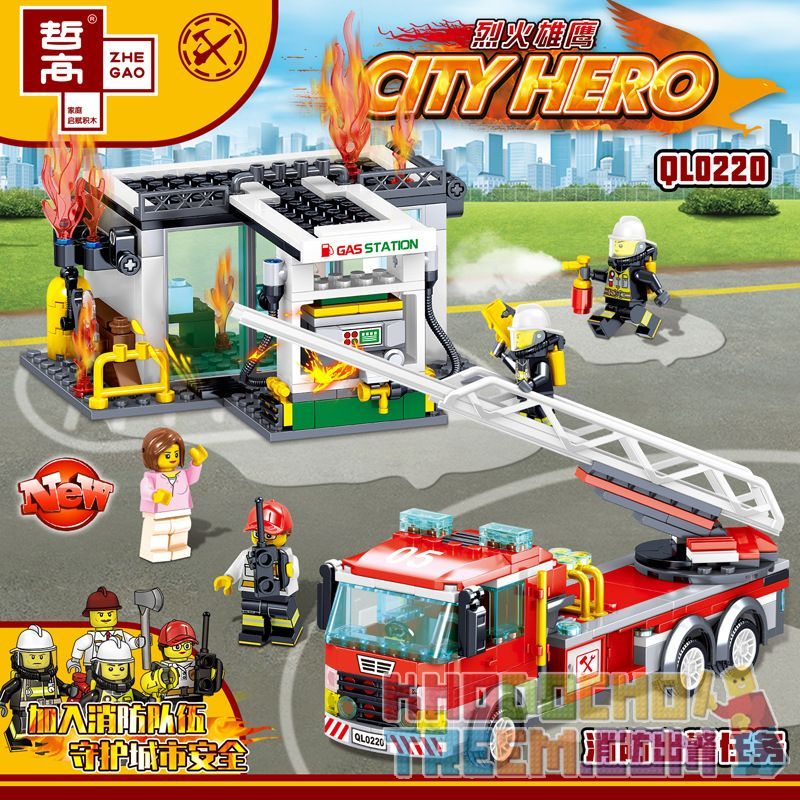 ZHEGAO QL0220 0220 non  CẢNH SÁT PHÒNG CHÁY VÀ CHỮA bộ đồ chơi xếp lắp ráp ghép mô hình City Hero Anh Hùng Trong Thành Phố 463 khối