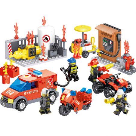 ZHEGAO QL0216 0216 non  MÁY KHOAN PHÒNG CHÁY CHỮA 4 MẪU bộ đồ chơi xếp lắp ráp ghép mô hình City Hero Anh Hùng Trong Thành Phố 335 khối