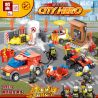 ZHEGAO QL0216 0216 non  MÁY KHOAN PHÒNG CHÁY CHỮA 4 MẪU bộ đồ chơi xếp lắp ráp ghép mô hình City Hero Anh Hùng Trong Thành Phố 335 khối