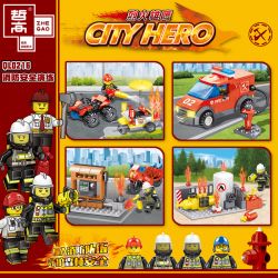 ZHEGAO QL0216 0216 non  MÁY KHOAN PHÒNG CHÁY CHỮA 4 MẪU bộ đồ chơi xếp lắp ráp ghép mô hình City Hero Anh Hùng Trong Thành Phố 335 khối