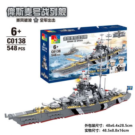 WOMA C0138 0138 non  CHIẾN HẠM BISMARCK bộ đồ chơi xếp lắp ráp ghép mô hình Battle Ship Tàu Chiến 548 khối