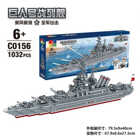 WOMA C0156 0156 non  TÀU CHIẾN KHỔNG LỒ bộ đồ chơi xếp lắp ráp ghép mô hình Battle Ship 1032 khối