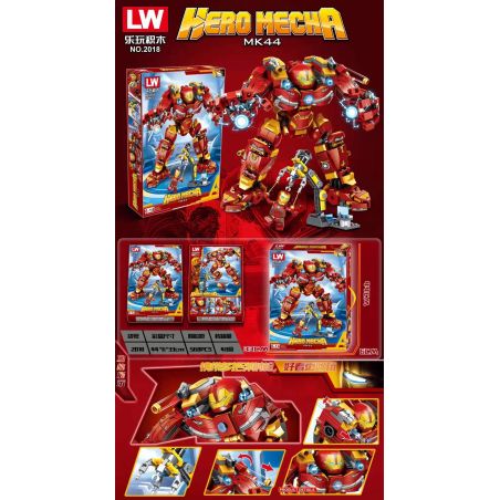 LW 2018 non  IRON MAN ANTUK BỌC THÉP MK44 bộ đồ chơi xếp lắp ráp ghép mô hình Super Heroes HERO MECHA Siêu Nhân Anh Hùng 568 khối