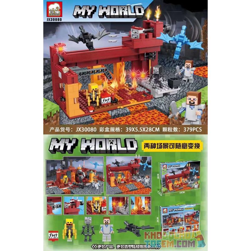ELEPHANT JX30080 30080 non  THẾ GIỚI CỦA TÔI bộ đồ chơi xếp lắp ráp ghép mô hình Minecraft MY WORLD Game Xây Dựng 379 khối