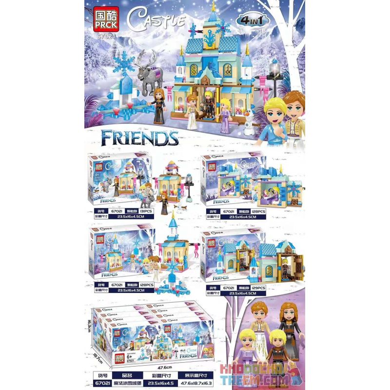 PRCK 67021 non  LÂU ĐÀI BĂNG MA THUẬT bộ đồ chơi xếp lắp ráp ghép mô hình Frozen CASTLE Nữ Hoàng Băng Giá 516 khối