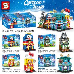 SHENG YUAN SY SY6802 6802 non  CẢNH ĐƯỜNG PHỐ HOẠT HÌNH 4 PHONG CÁCH CỬA HÀNG BÁNH MÈO JINGLE CÀ PHÊ TOTORO XÓM CỦA TÔI HOA KITTY QUÁI VẬT CÓ LÔNG TEPPANYAKI bộ đồ chơi xếp lắp ráp ghép mô hình Mini Modular CARTOON TOWN Đường Phố Thu Nhỏ 815 khối