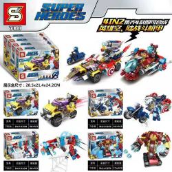 SHENG YUAN SY 7101 non  MÁY BAY CHIẾN ĐẤU ANH HÙNG TRÊN KHÔNG VÀ BỘ 4 TỔ HỢP bộ đồ chơi xếp lắp ráp ghép mô hình Super Heroes Siêu Nhân Anh Hùng 730 khối