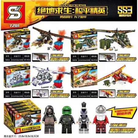 SHENG YUAN SY 7201 non  4 LOẠI TÀU LƯỢN bộ đồ chơi xếp lắp ráp ghép mô hình Game For Peace Chiến Đấu Cho Hòa Bình 637 khối