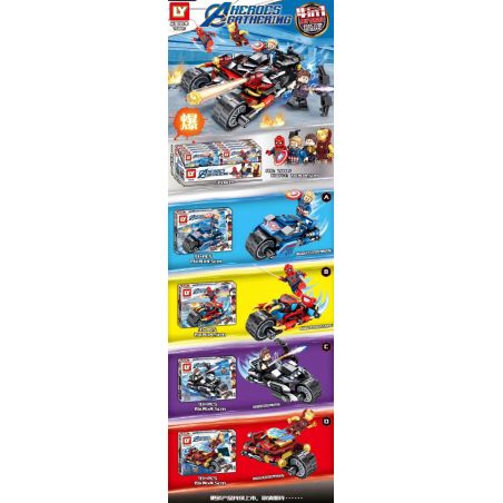 LY 76005 non  CÁC TỔ HỢP FLYING SPUR SUPER TANK 4 bộ đồ chơi xếp lắp ráp ghép mô hình Super Heroes HEROES AGATHERING Siêu Nhân Anh Hùng 368 khối