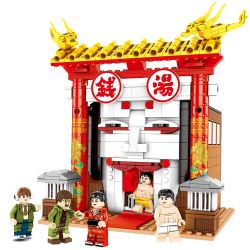 SEMBO 605103 non  SÚP TIỀN bộ đồ chơi xếp lắp ráp ghép mô hình Chinatown Khu Phố Tàu 690 khối