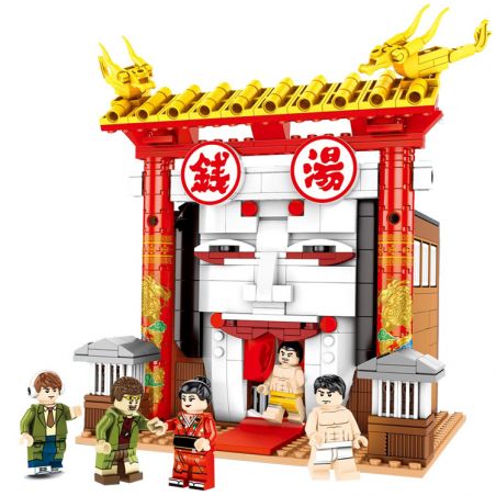 SEMBO 605103 non  SÚP TIỀN bộ đồ chơi xếp lắp ráp ghép mô hình Chinatown Khu Phố Tàu 690 khối