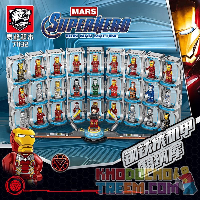 TIGER 71132 non  IRON MAN MECHA GNAKU bộ đồ chơi xếp lắp ráp ghép mô hình Super Heroes IRON MAN MACHINE Siêu Nhân Anh Hùng 1404 khối