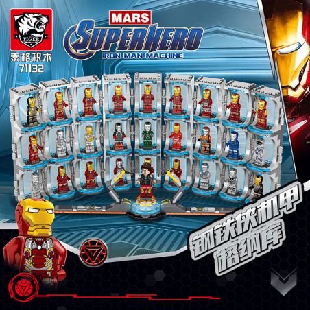 TIGER 71132 non  IRON MAN MECHA GNAKU bộ đồ chơi xếp lắp ráp ghép mô hình Super Heroes IRON MAN MACHINE Siêu Nhân Anh Hùng 1404 khối