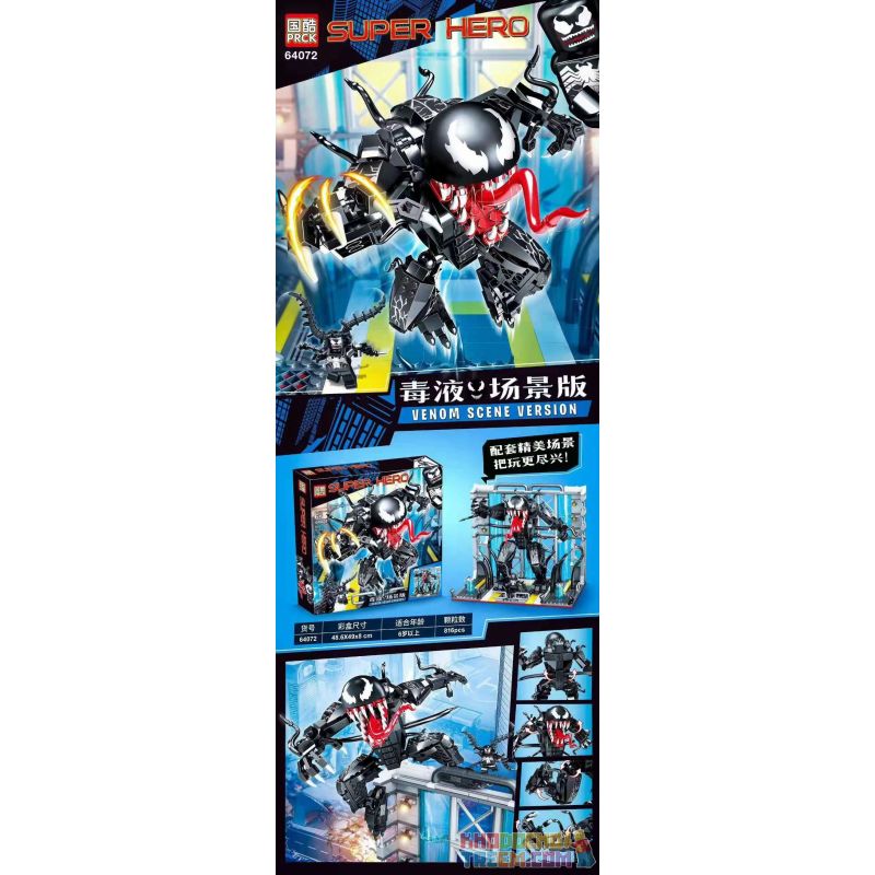 PRCK 64072 non  PHIÊN BẢN CẢNH VENOM bộ đồ chơi xếp lắp ráp ghép mô hình Super Heroes NENOM SCENE VERSION Siêu Nhân Anh Hùng 816 khối