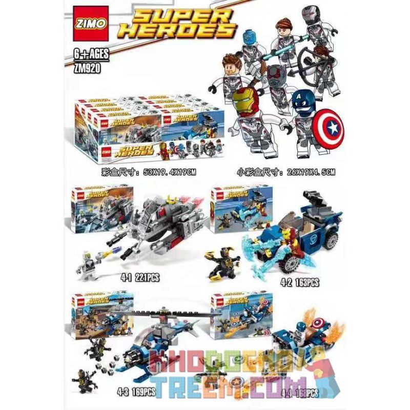 ZIMO ZM920 non  XE CỦA AVENGERS 4 bộ đồ chơi xếp lắp ráp ghép mô hình Super Heroes Siêu Nhân Anh Hùng 721 khối