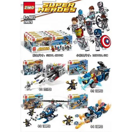 ZIMO ZM920 non  XE CỦA AVENGERS 4 bộ đồ chơi xếp lắp ráp ghép mô hình Super Heroes Siêu Nhân Anh Hùng 721 khối