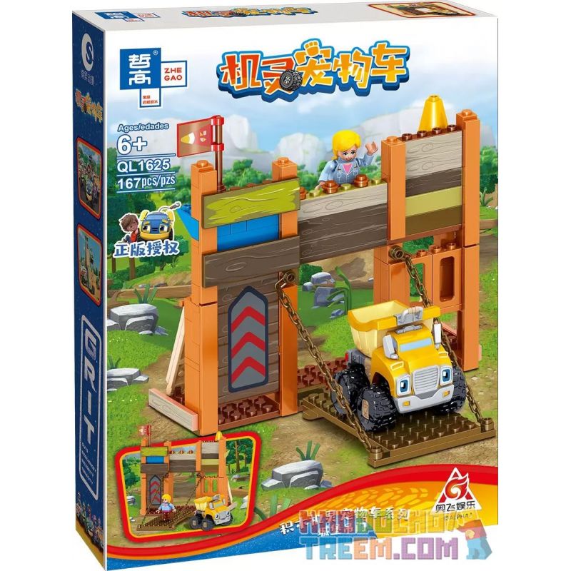 ZHEGAO QL1625 1625 non  CỬA TREO LÂU ĐÀI bộ đồ chơi xếp lắp ráp ghép mô hình Smart Pet Car Xe Thú Cưng Thông Minh 167 khối