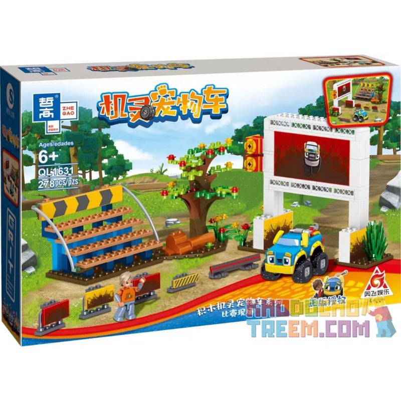 ZHEGAO QL1631 1631 non  CẢNH TRẬN ĐẤU bộ đồ chơi xếp lắp ráp ghép mô hình Smart Pet Car Xe Thú Cưng Thông Minh 278 khối