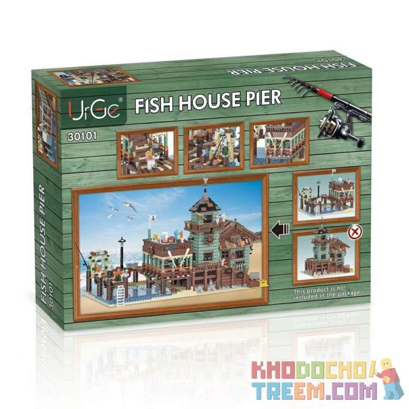 URGE 30101 non  BẾN NHÀ CÁ bộ đồ chơi xếp lắp ráp ghép mô hình Town FISH HOUSE PIER Thị Trấn 1402 khối