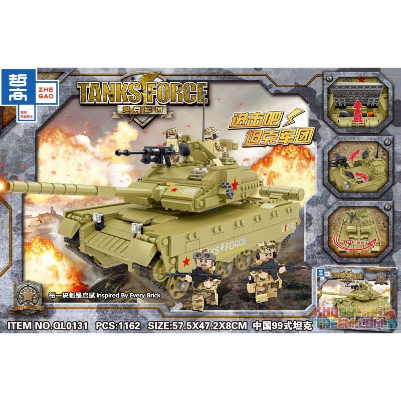 ZHEGAO QL0131 0131 non  XE TĂNG KIỂU 99 CỦA TRUNG QUỐC bộ đồ chơi xếp lắp ráp ghép mô hình Tank Battle TANKSFORCE Xe Tăng Đối Đầu 1162 khối