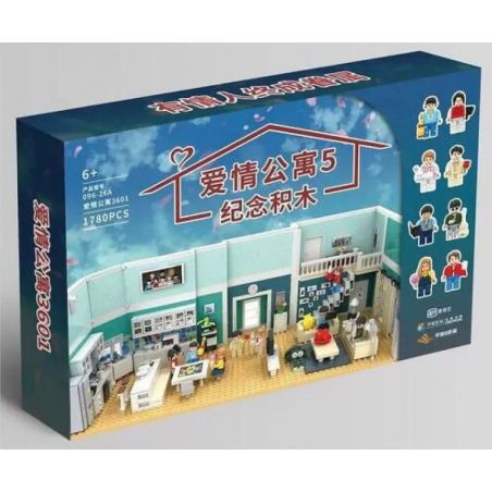 DR.LUCK 096-26A non  KHU TƯỞNG NIỆM LOVE APARTMENT 5 bộ đồ chơi xếp lắp ráp ghép mô hình City 爱情公寓3601 Thành Phố 1780 khối