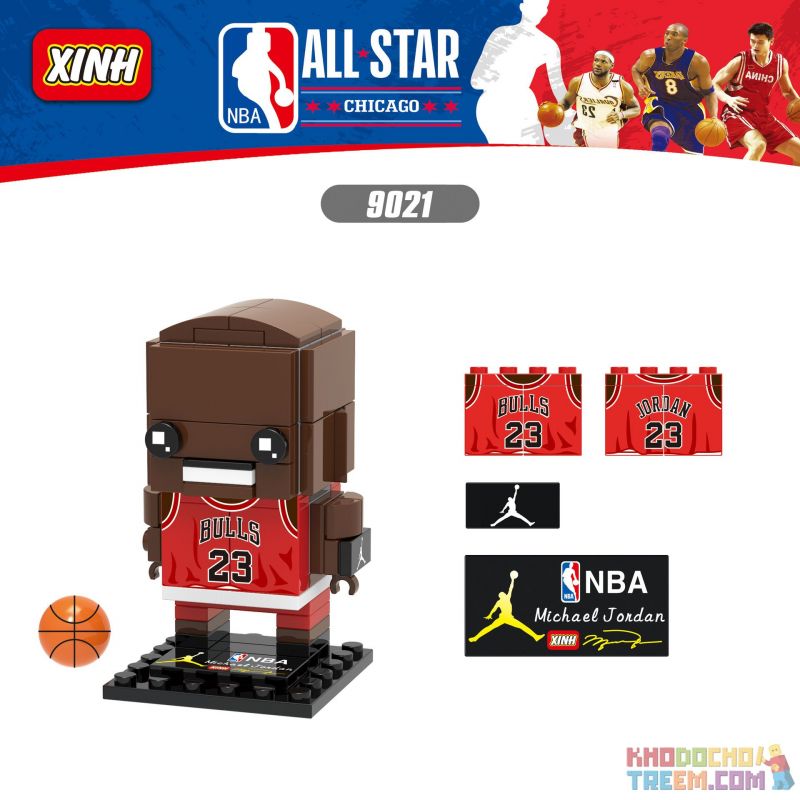 XINH 9021 non  MICHAEL JORDAN. bộ đồ chơi xếp lắp ráp ghép mô hình Brickheadz Nhân Vật Đầu To