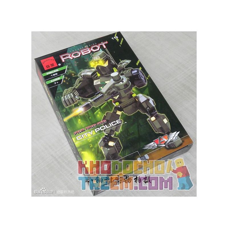 Enlighten 118 Qman 118 non  CÔNG AN TP. bộ đồ chơi xếp lắp ráp ghép mô hình City ROBOT CITY POLICE Thành Phố 192 khối