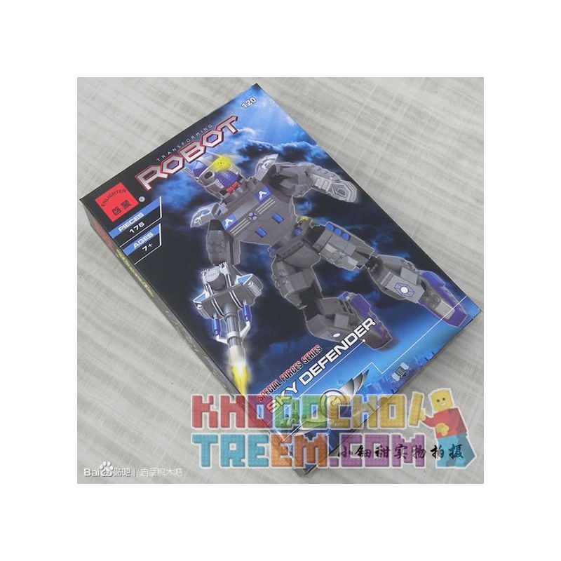 Enlighten 120 Qman 120 non  NGƯỜI BẢO VỆ BẦU TRỜI bộ đồ chơi xếp lắp ráp ghép mô hình Super Heroes ROBOT SKY DEFEBDER Siêu Nhân Anh Hùng 176 khối