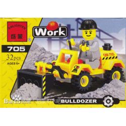 Enlighten 705 Qman 705 non  CHIẾC XE ỦI bộ đồ chơi xếp lắp ráp ghép mô hình City BULLDOZER Thành Phố 32 khối