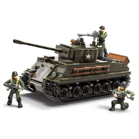 XIANG JUN XJ-908 non  TĂNG HẠNG TRUNG M4 SHERMAN bộ đồ chơi xếp lắp ráp ghép mô hình Military Army M4 TANK SHERMAN MEDIUM Quân Sự Bộ Đội 920 khối