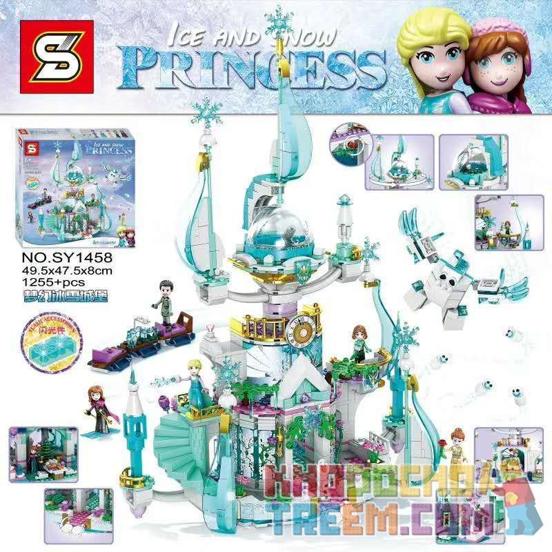 SHENG YUAN SY SY1458 1458 non  LÂU ĐÀI BĂNG TƯỞNG TƯỢNG bộ đồ chơi xếp lắp ráp ghép mô hình  ICE AND SNOW PRINCESS Các Bạn Gái 1255 khối