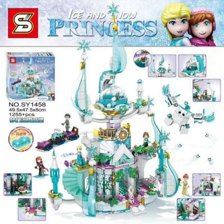 SHENG YUAN SY SY1458 1458 non  LÂU ĐÀI BĂNG TƯỞNG TƯỢNG bộ đồ chơi xếp lắp ráp ghép mô hình  ICE AND SNOW PRINCESS Các Bạn Gái 1255 khối