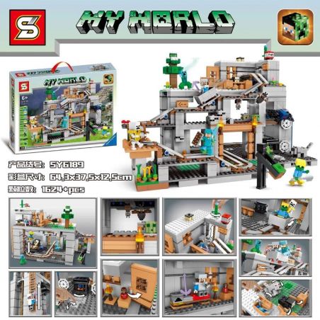 SHENG YUAN SY SY6189 6189 non  CỦA TÔI bộ đồ chơi xếp lắp ráp ghép mô hình Minecraft MY WORLD Game Xây Dựng 1624 khối