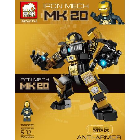 ELEPHANT JX60032 60032 non  MÁY IRON MAN ANTIH20 MK20 bộ đồ chơi xếp lắp ráp ghép mô hình Super Heroes ANTI-ARMOR IRON MECH MK 20 Siêu Nhân Anh Hùng 352 khối