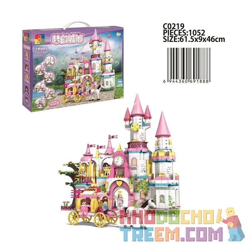 WOMA C0219 0219 non  LÂU ĐÀI HỒ THIÊN NGA bộ đồ chơi xếp lắp ráp ghép mô hình  Các Bạn Gái 1052 khối