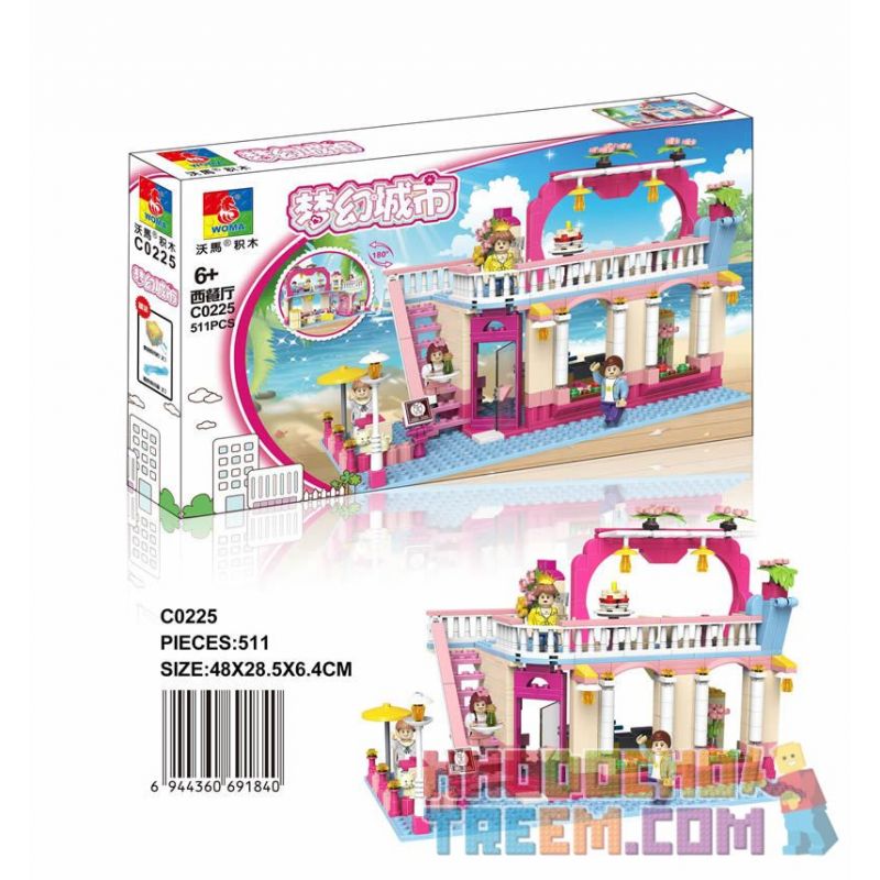 WOMA C0225 0225 non  NHÀ HÀNG PHƯƠNG TÂY bộ đồ chơi xếp lắp ráp ghép mô hình  Các Bạn Gái 511 khối