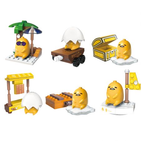 CHAOSHENG GD-120301 120301 GD120301 non  EGG YOLK BEACH SERIES 6 LOẠI TRỨNG LÒNG ĐỎ THUYỀN BUỒM BROTHER SUNNY BÁNH SNACK TÚI XÁCH XE ĐẨY BẰNG GỖ bộ đồ chơi xếp lắp ráp ghép mô hình Movie & Game GUDETAMA Phim Và Trò Chơi