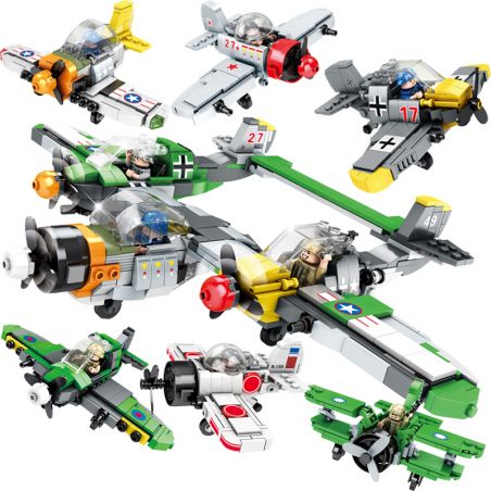 QIAO LE TONG TS88051 88051 non  MÁY BAY CHIẾN ĐẤU LIÊN MINH 6 SPITFIRE BF-109 ZERO P-40 LA-7 HAWK-III bộ đồ chơi xếp lắp ráp ghép mô hình Military Army ALLIANCE FIGHTER Quân Sự Bộ Đội 1083 khối